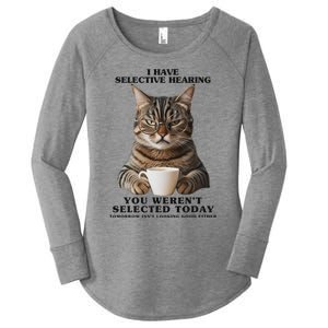 Selective Hearing Sarcastic Cat Women's Perfect Tri Tunic Long Sleeve Shirt