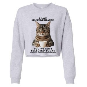 Selective Hearing Sarcastic Cat Cropped Pullover Crew