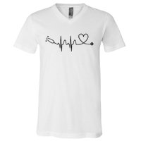 Stethoscope Heartbeat Stethoscope Gift For Doctor & Nurse V-Neck T-Shirt