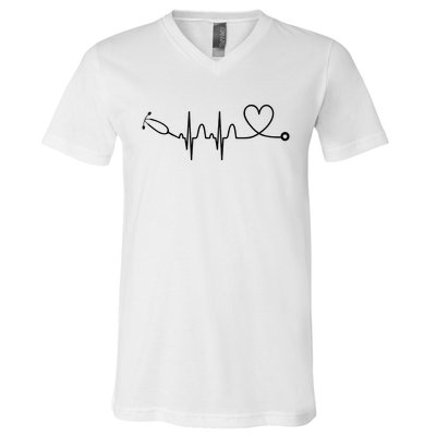 Stethoscope Heartbeat Stethoscope Gift For Doctor & Nurse V-Neck T-Shirt