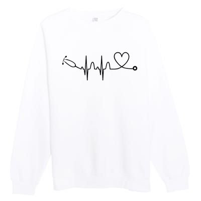 Stethoscope Heartbeat Stethoscope Gift For Doctor & Nurse Premium Crewneck Sweatshirt