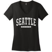 Seattle Hoodie Swea College University Style USA Women's V-Neck T-Shirt