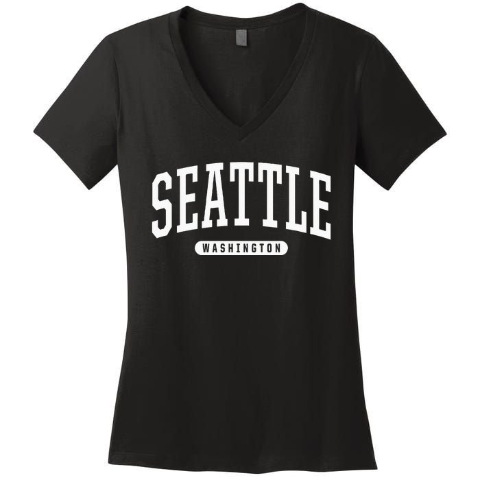 Seattle Hoodie Swea College University Style USA Women's V-Neck T-Shirt