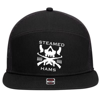 Steamed Hams Skull Guns 7 Panel Mesh Trucker Snapback Hat