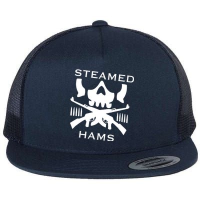 Steamed Hams Skull Guns Flat Bill Trucker Hat