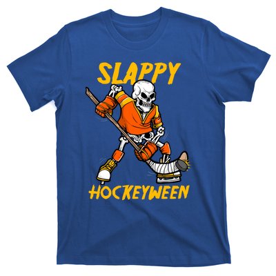 Slappy Hockeyween Skeleton Ice Hockey Player Halloween Cute Gift T-Shirt