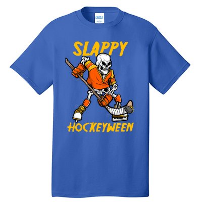 Slappy Hockeyween Skeleton Ice Hockey Player Halloween Cute Gift Tall T-Shirt