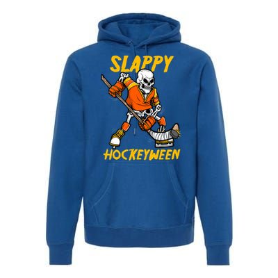 Slappy Hockeyween Skeleton Ice Hockey Player Halloween Cute Gift Premium Hoodie