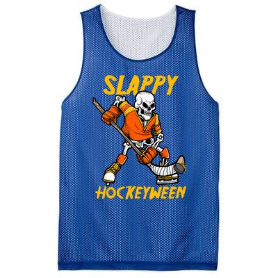 Slappy Hockeyween Skeleton Ice Hockey Player Halloween Cute Gift Mesh Reversible Basketball Jersey Tank