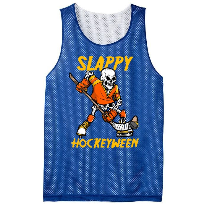 Slappy Hockeyween Skeleton Ice Hockey Player Halloween Cute Gift Mesh Reversible Basketball Jersey Tank