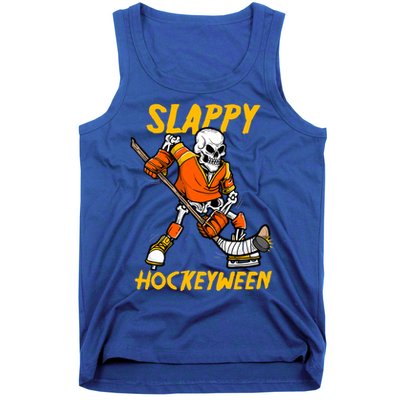 Slappy Hockeyween Skeleton Ice Hockey Player Halloween Cute Gift Tank Top