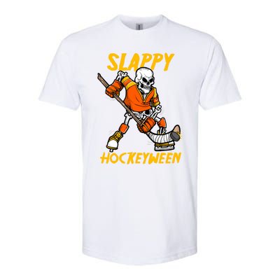 Slappy Hockeyween Skeleton Ice Hockey Player Halloween Cute Gift Softstyle CVC T-Shirt