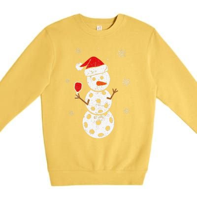 Santa Hat Snowman Gifts For Xmas Pickleball  Premium Crewneck Sweatshirt