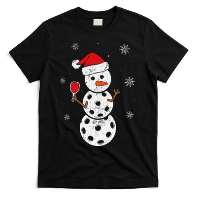 Santa Hat Snowman Gifts For Xmas Pickleball  T-Shirt