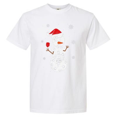 Santa Hat Snowman Gifts For Xmas Pickleball  Garment-Dyed Heavyweight T-Shirt