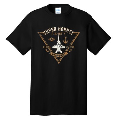 Super Hornet Strike Fighter Jet Distressed Design Tall T-Shirt