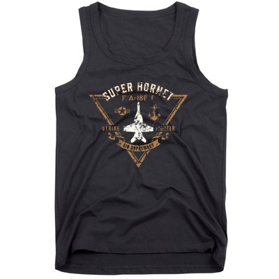 Super Hornet Strike Fighter Jet Distressed Design Tank Top