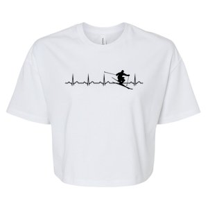 Skiing Heartbeat Skier Ski Freeride Gift Bella+Canvas Jersey Crop Tee