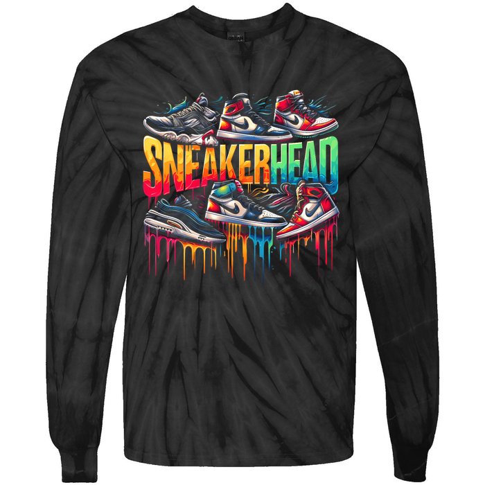 Sneaker Head Streetwear Style Tie-Dye Long Sleeve Shirt