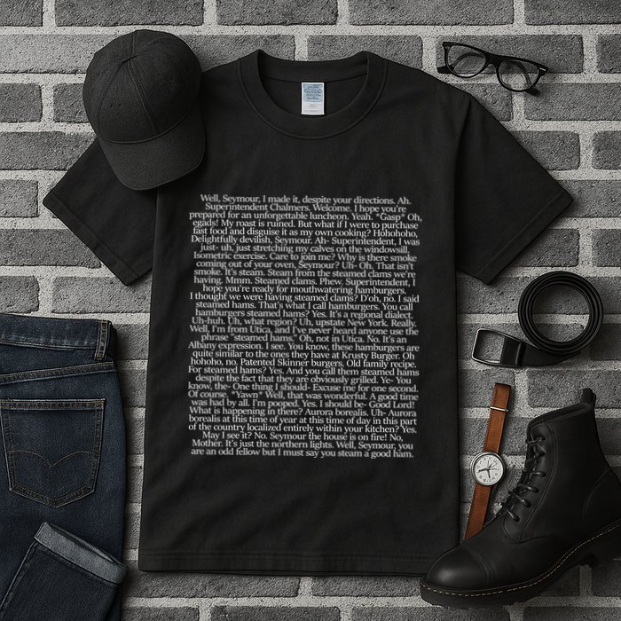Steamed Hams Script Funny Text Tall T-Shirt