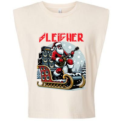 Sleigher Hail Santa Heavy Metal Christmas Rock Xmas Art Garment-Dyed Women's Muscle Tee