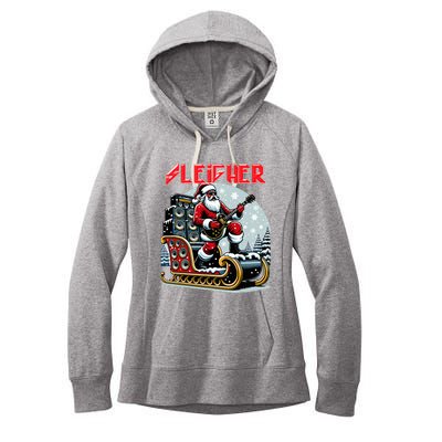 Sleigher Hail Santa Heavy Metal Christmas Rock Xmas Art Women's Fleece Hoodie