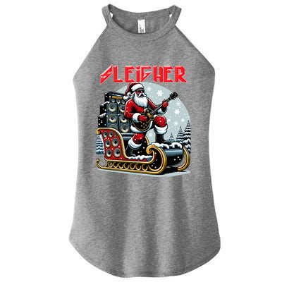 Sleigher Hail Santa Heavy Metal Christmas Rock Xmas Art Women’s Perfect Tri Rocker Tank