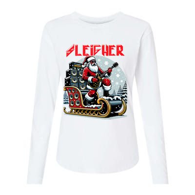 Sleigher Hail Santa Heavy Metal Christmas Rock Xmas Art Womens Cotton Relaxed Long Sleeve T-Shirt