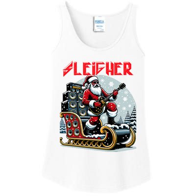 Sleigher Hail Santa Heavy Metal Christmas Rock Xmas Art Ladies Essential Tank