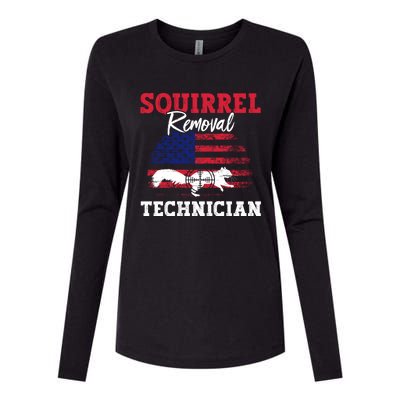 Squirrel Hunter Squirrel Removal Technician Squirrel Hunting Gift Womens Cotton Relaxed Long Sleeve T-Shirt