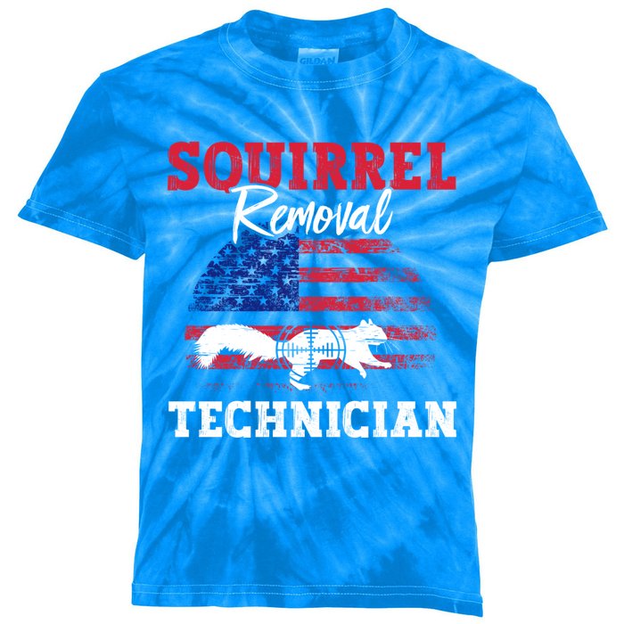 Squirrel Hunter Squirrel Removal Technician Squirrel Hunting Gift Kids Tie-Dye T-Shirt