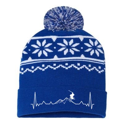 Skiing Heartbeat Skier Ski Goggles Winter Sport Accessories Funny Gift USA-Made Snowflake Beanie