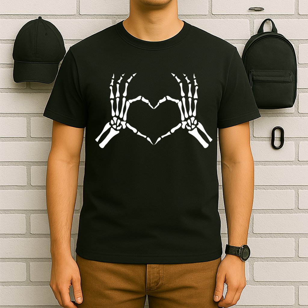 Skeletons Hands Shaped Heart Halloween T-Shirt