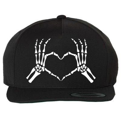 Skeletons Hands Shaped Heart Halloween Wool Snapback Cap