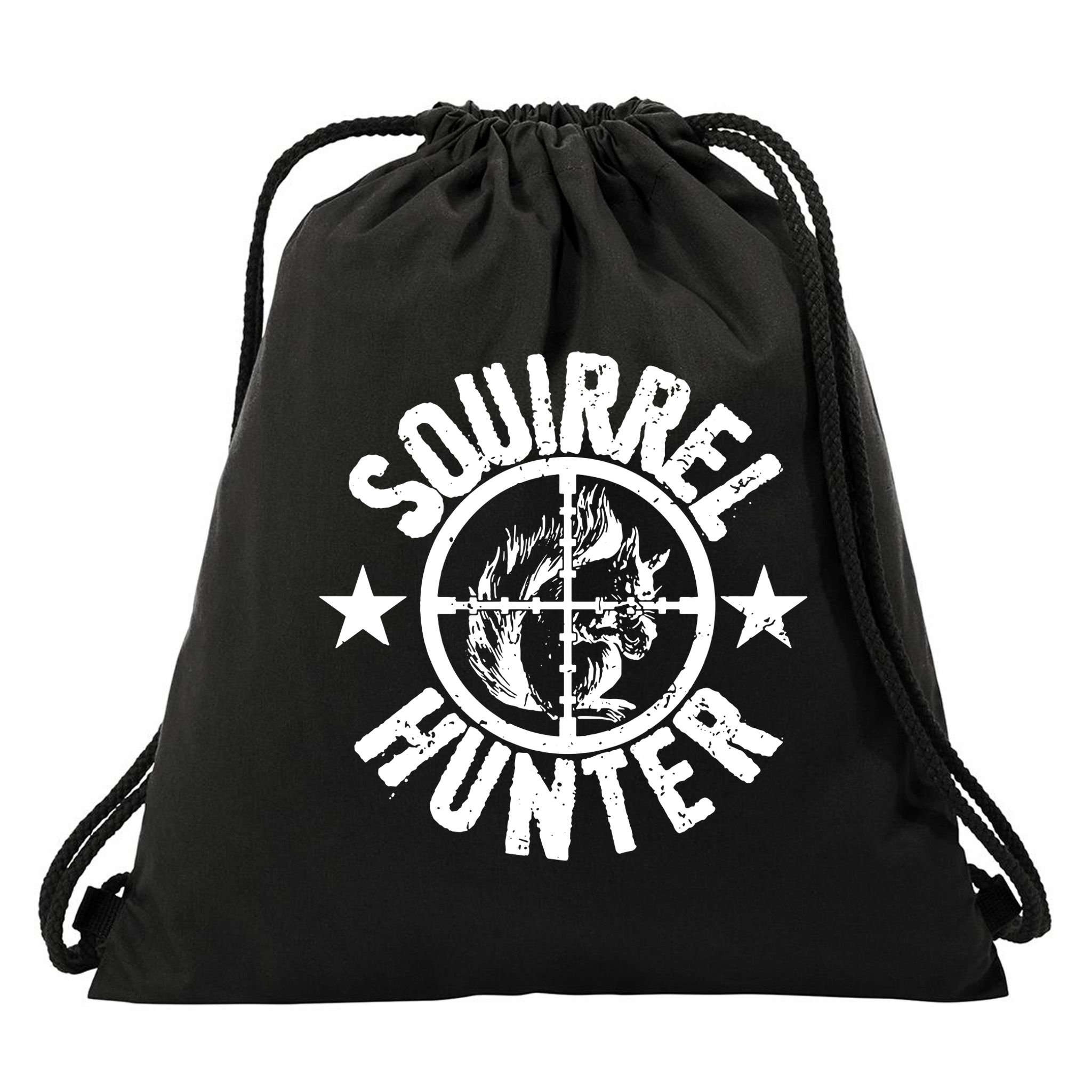 Squirrel Hunter Drawstring Bag