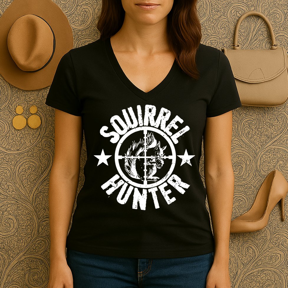 Squirrel Hunter Women's V-Neck T-Shirt