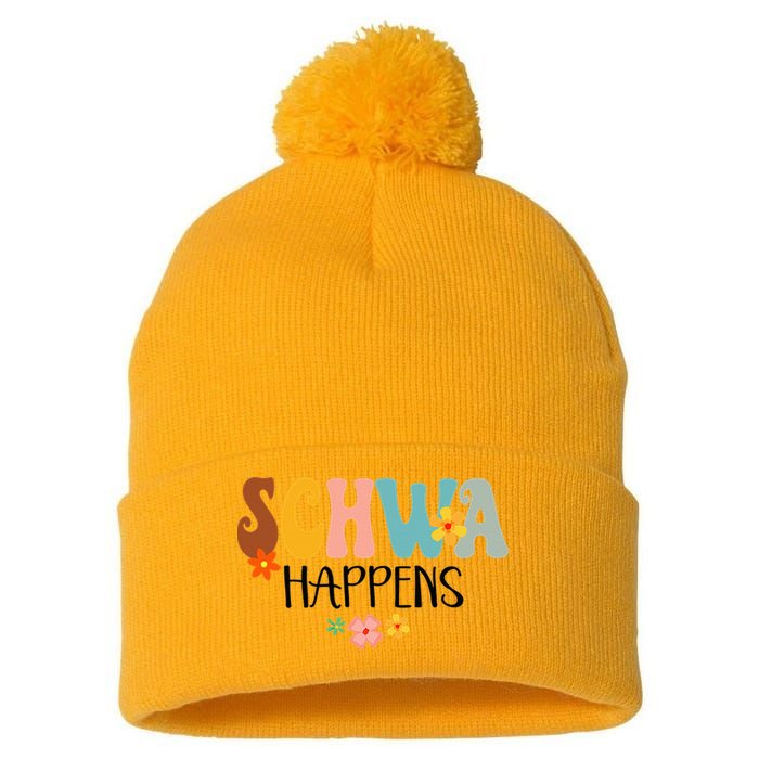 Schwa Happens Science Of Reading Teacher Intervention Groovy Pom Pom 12in Knit Beanie