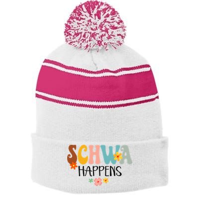 Schwa Happens Science Of Reading Teacher Intervention Groovy Stripe Pom Pom Beanie