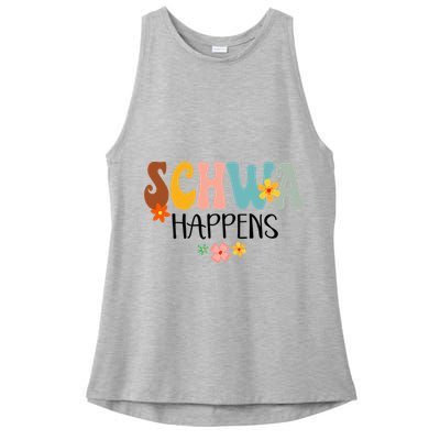 Schwa Happens Science Of Reading Teacher Intervention Groovy Ladies PosiCharge Tri-Blend Wicking Tank