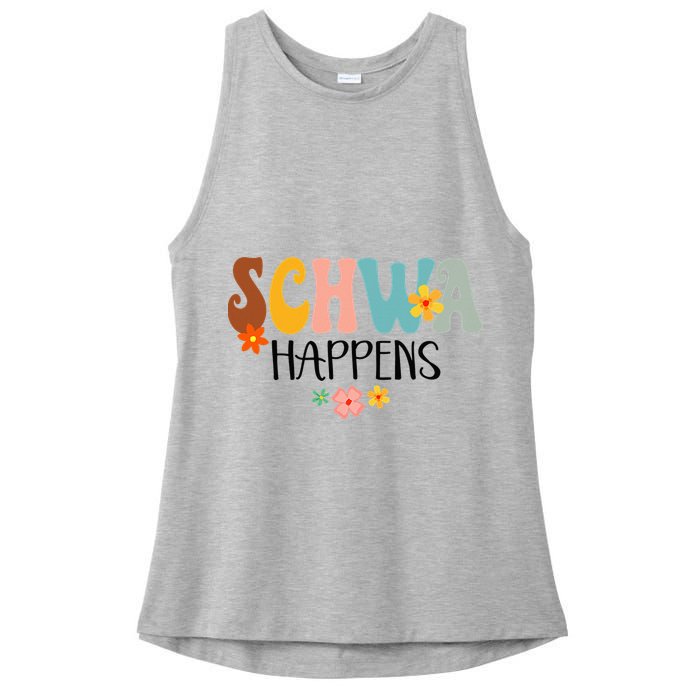Schwa Happens Science Of Reading Teacher Intervention Groovy Ladies PosiCharge Tri-Blend Wicking Tank