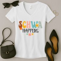 Schwa Happens Science Of Reading Teacher Intervention Groovy Women's V-Neck T-Shirt