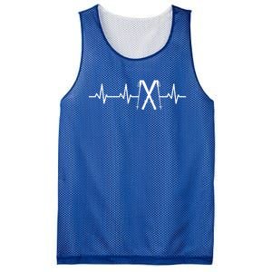 Skiing Heartbeat Skiing Enthusiast Meaningful Gift Mesh Reversible Basketball Jersey Tank