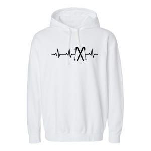 Skiing Heartbeat Skiing Enthusiast Meaningful Gift Garment-Dyed Fleece Hoodie