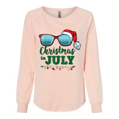 Santa Hat Sunglasses Summer Christmas In July Gift Womens California Wash Sweatshirt