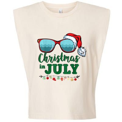 Santa Hat Sunglasses Summer Christmas In July Gift Garment-Dyed Women's Muscle Tee