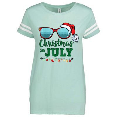 Santa Hat Sunglasses Summer Christmas In July Gift Enza Ladies Jersey Football T-Shirt