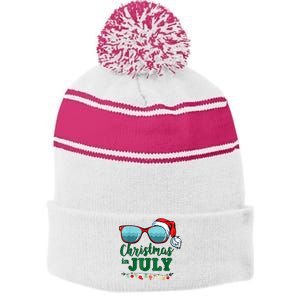 Santa Hat Sunglasses Summer Christmas In July Gift Stripe Pom Pom Beanie