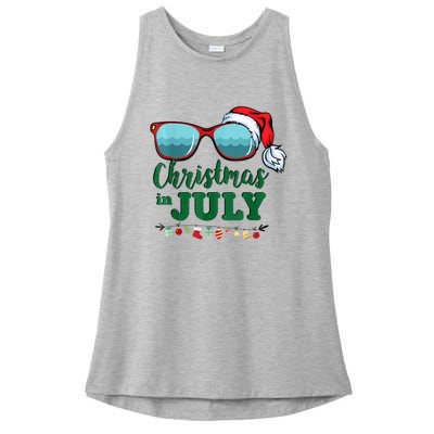 Santa Hat Sunglasses Summer Christmas In July Gift Ladies PosiCharge Tri-Blend Wicking Tank