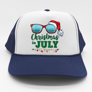 Santa Hat Sunglasses Summer Christmas In July Gift Trucker Hat