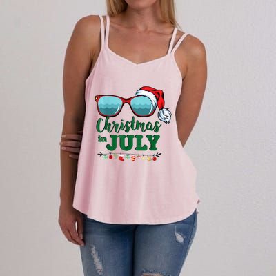 Santa Hat Sunglasses Summer Christmas In July Gift Women's Strappy Tank